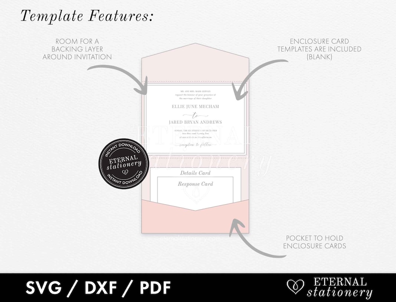 Pocket Wedding Invitation Template Pocket Envelope Svg Etsy