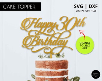 Alles Gute zum Geburtstag-Kuchenstecker SVG DXF: Digitalschnittdatei für jedes Alter