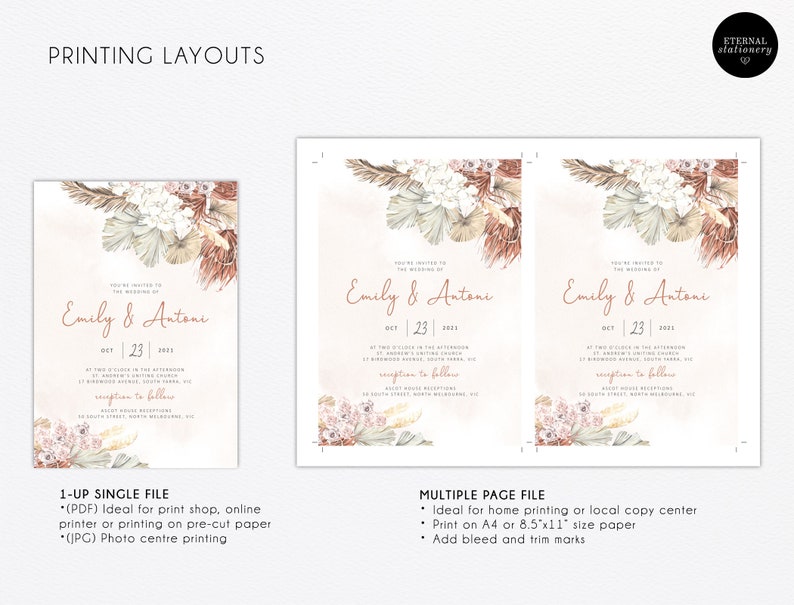 Boho Pocket Wedding Invitation Template Boho Invitation Etsy