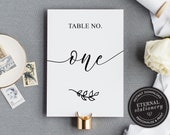 Table Number Template, Wedding Table Numbers Template, Table Number wedding, Calligraphic table card, Table Card template, Beverly