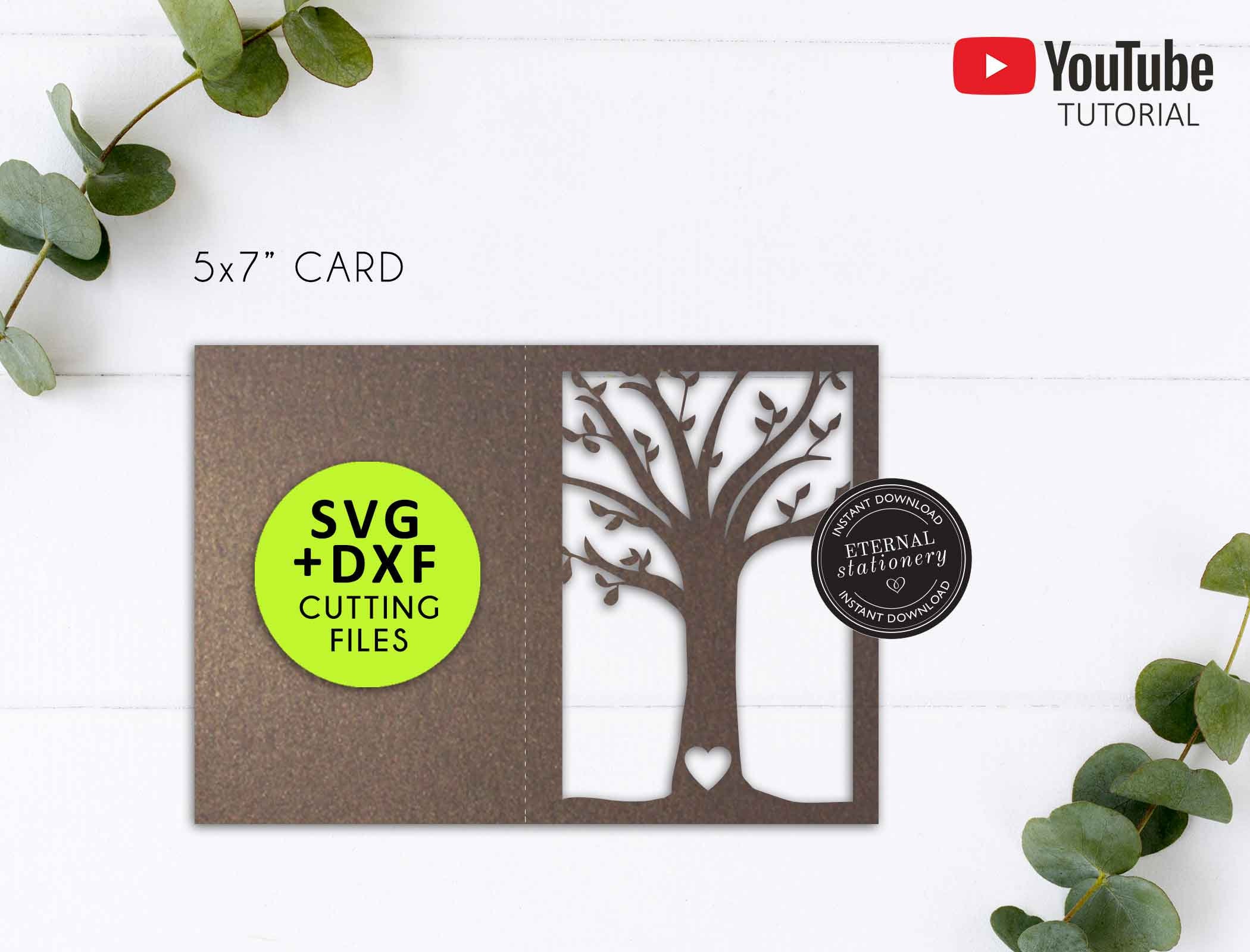 Download 5x7 Laser Cut Card Template With Rustic Tree Design Etsy