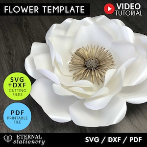 Modello fiore di carta, fiore di carta SVG, fiori di carta fai da te, rosa in formato SVG, fiore di carta gigante in formato SVG, fiore in formato SVG, decorazione della parete di fiori di carta