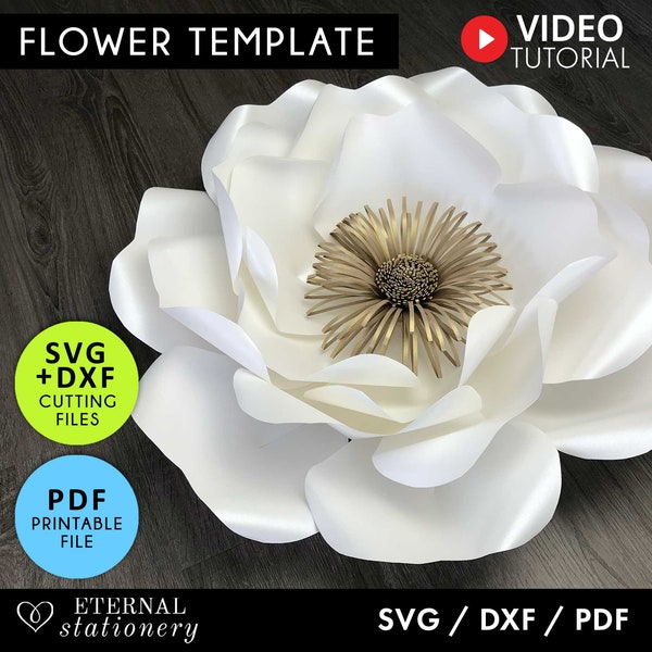 Modèle de fleur en papier, fleur en papier SVG, fleurs en papier pour travaux manuels, rose svg, svg fleur en papier géant, svg fleur, décoration murale fleur en papier