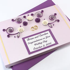 Wedding Card Handmade Personalized Quilling Card On Your Wedding Day Card Wedding Congratulations Card Luxury Anniversary Card image 1