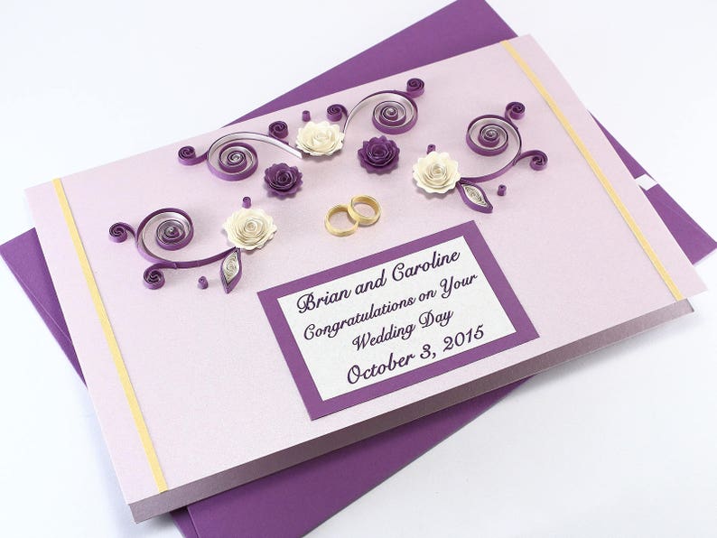 Wedding Card Handmade Personalized Quilling Card On Your Wedding Day Card Wedding Congratulations Card Luxury Anniversary Card image 1