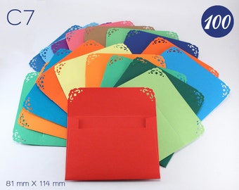100 small envelopes, C7 envelopes - Gift Card Envelopes -  Save The Date Envelopes - Mixed Colors Envelopes - Wedding RSVP Envelopes