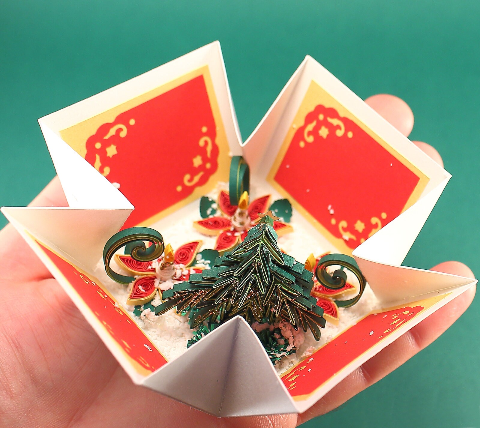 Christmas Card Box Quilling Pop up Card 3D Greeting Card | Etsy