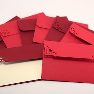 25 Tiny Red Envelopes with Blank cards, Valentine's Day Love Notes, Thank Yous, Lunch Box notes, Gift Enclosures, Romantic Mini Envelopes