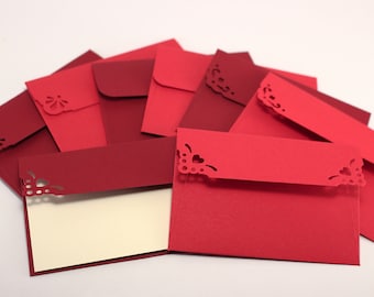 25 petites enveloppes rouges avec cartes vierges, mots d'amour pour la Saint-Valentin, remerciements, notes de boîte à lunch, emballages cadeaux, mini enveloppes romantiques