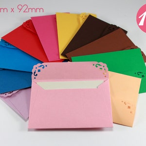 100 Mini Envelopes with Inserts for Wedding Guestbook, Baby Shower, Lunchbox Notes - Mixed Colors Sturdy Matte Paper Envelopes