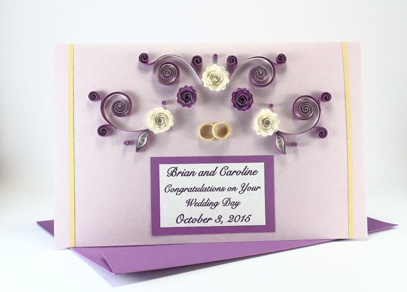 Wedding Card Handmade Personalized Quilling Card On Your Wedding Day Card Wedding Congratulations Card Luxury Anniversary Card image 2