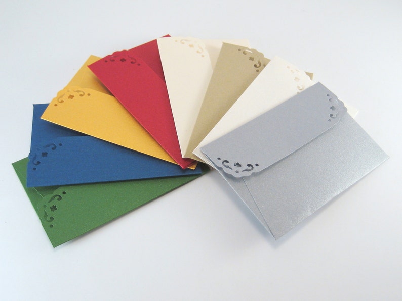 25 Mini Envelopes & Cards Metallic Blue Envelopes Wedding Etsy