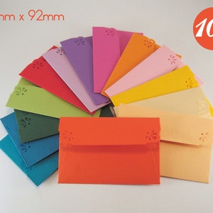 100 mini enveloppes avec des cartes à noter - Livre d’or de mariage - Carte-cadeau Cartes de remerciement avec enveloppes - Enveloppes en papier coloré faites à la main