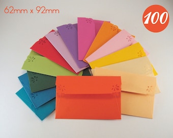 100 mini-enveloppen met wenskaarten - bruiloftsgastenboek - cadeaukaart bedankkaarten met enveloppen - handgemaakte kleurrijke papieren enveloppen