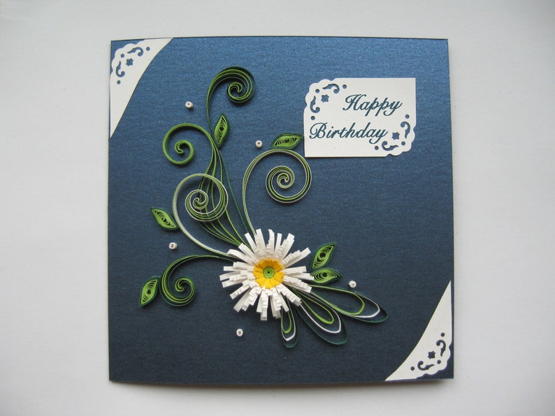 Happy Birthday Card Handmade Quilling Card Mom Birthday Card Luxury Quilled Card for Girl / Wife / Grandma / Nany Greeting Card image 2