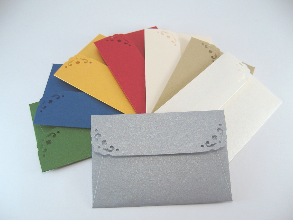50 Red Shimmer Envelopes Mini Envelopes with Cards Etsy