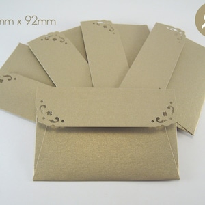 25 Mini Envelopes with notecards - Metallic Gold Leaf Envelopes - Wedding Guest Book Envelopes - Gift Card Envelopes