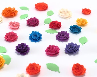 25 Tiny Paper Roses - Mini Paper Flowers - Quilling Flowers Spiral Roses - Crafts Scrapbooking Cardmaking Applique Embellishment Miniature