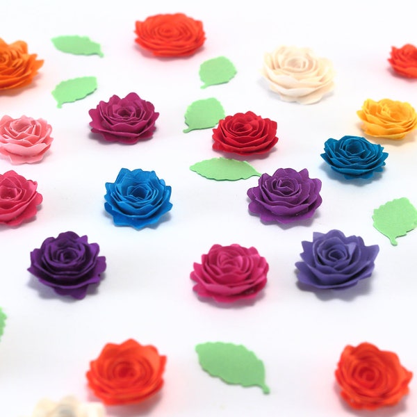 25 Tiny Paper Roses - Mini Paper Flowers - Quilling Flowers Spiral Roses - Crafts Scrapbooking Cardmaking Applique Embellishment Miniature
