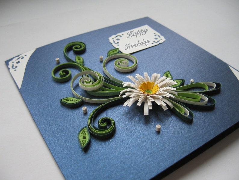 Happy Birthday Card Handmade Quilling Card Mom Birthday Card Luxury Quilled Card for Girl / Wife / Grandma / Nany Greeting Card image 1