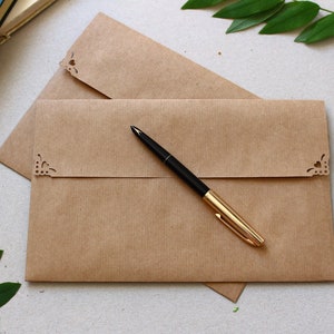 25 grandes enveloppes postales, taille C5 6,4 x 9 « Enveloppes Kraft brunes faites à la main pour les invitations de mariage A5, enveloppes recyclées écologiques