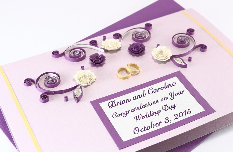 Wedding Card Handmade Personalized Quilling Card On Your Wedding Day Card Wedding Congratulations Card Luxury Anniversary Card image 3