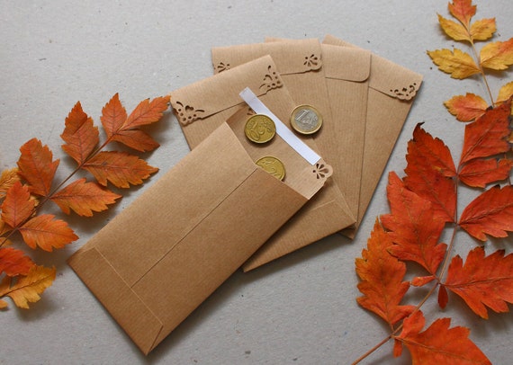 100 Small Envelopes Brown Paper Envelopes 5 Coin Envelopes Size 3 1/8 by 5  1/2 Kraft Envelopes Money Envelopes Wedding Favors 