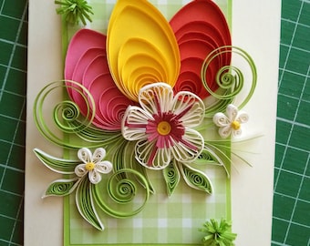 Biglietto di Pasqua quilling per figlia, famiglia, migliore amica - Biglietto di auguri fatto a mano, Biglietto religioso, Biglietto di auguri con uova quilled, fiori