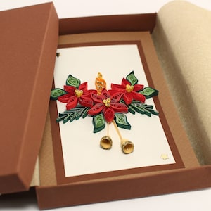 Handmade Christmas Card, Paper Quilling Card, Unique Handmade Holiday Card, Seasonal Greeting Card, Xmas Card in Gift Box