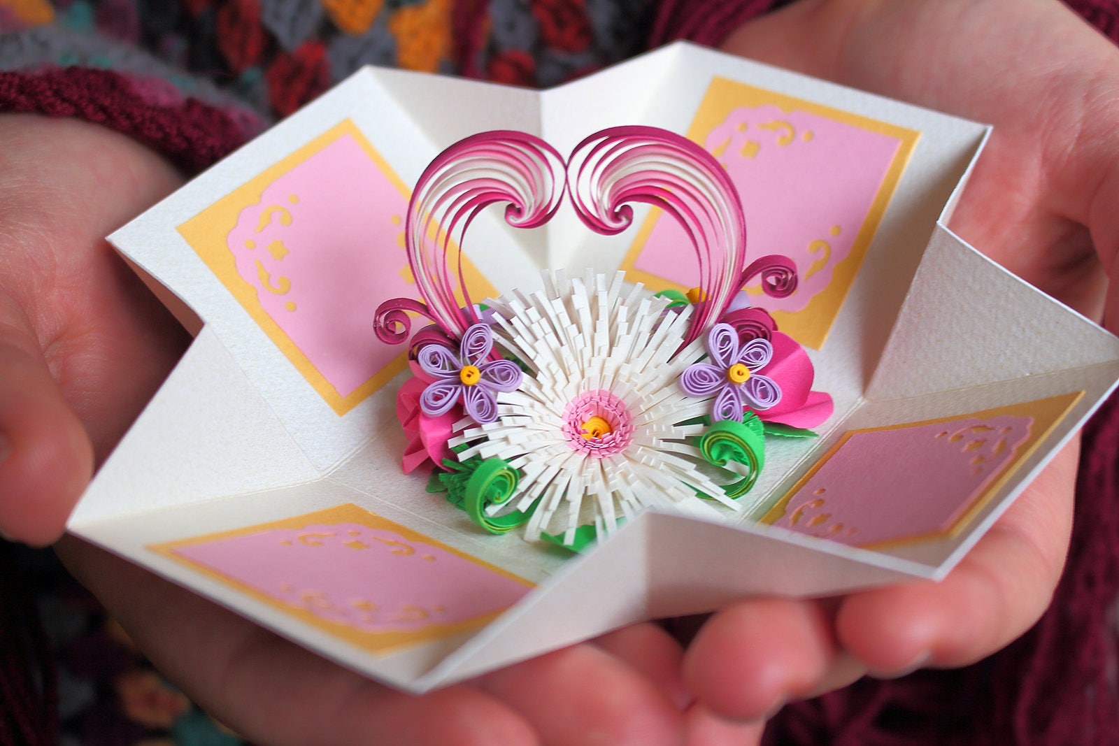 3D Handmade Love Card Quilling Card Box Pop up Valentine Card 3D