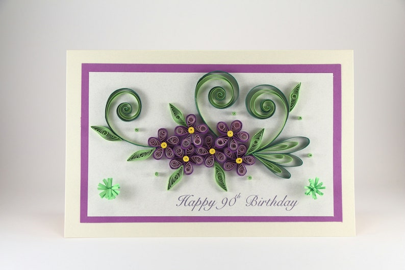 Handmade Paper Quilling card 30th 40th 50th 60th 70th 80th 90th 100th Birthday Card Mom Daughter Sister Nan Grandma 90th Birthday Card