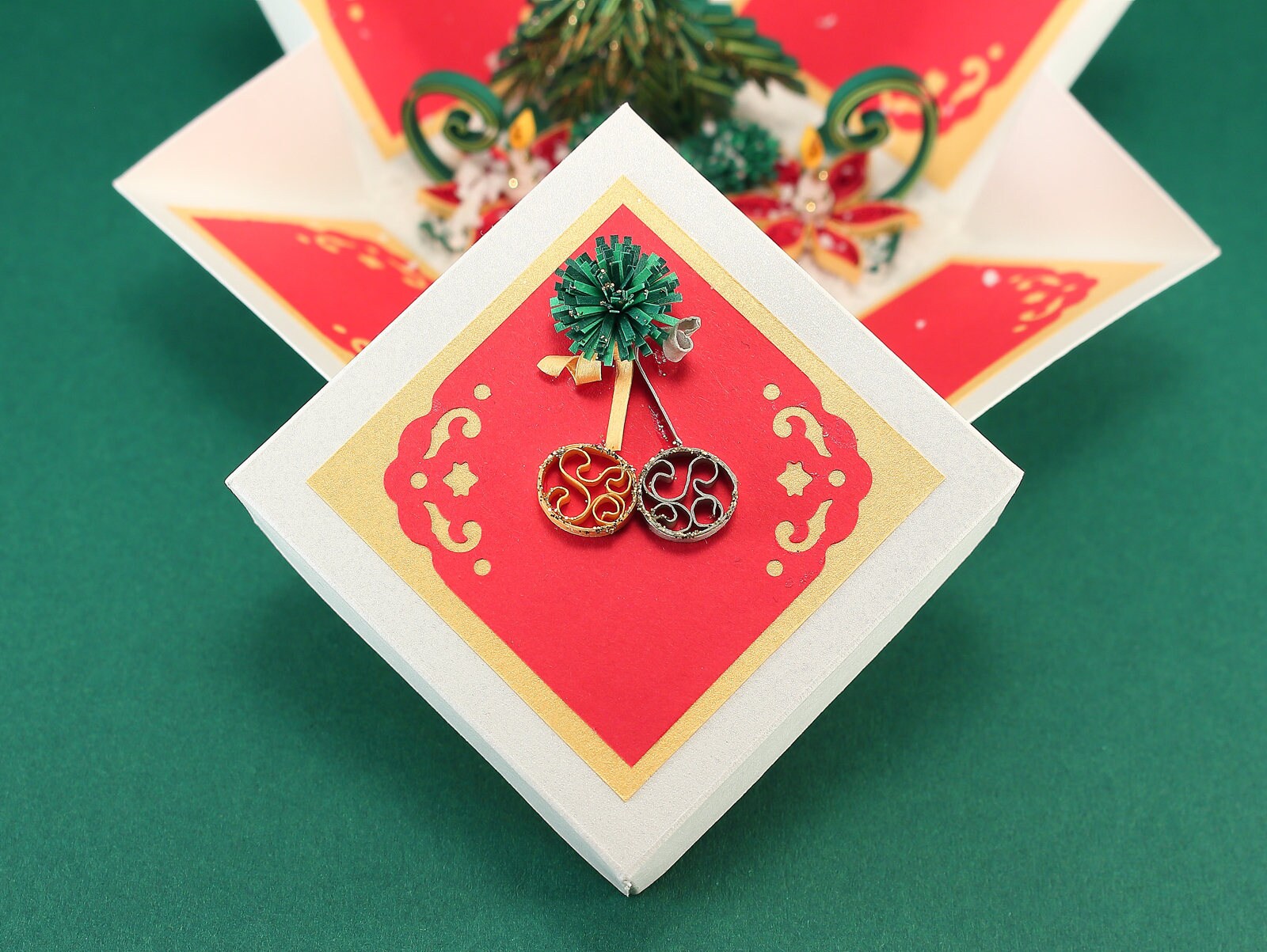 Christmas Card Box Quilling Pop up Card 3D Greeting Card | Etsy