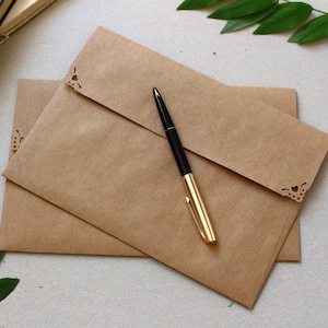 A9 Brown Bag Kraft Envelopes, Square Flap 5-3/4 x 8-7/8 inches for A9 Invitations and Announcements, Ecofriendly Recycled Handmade Envelopes