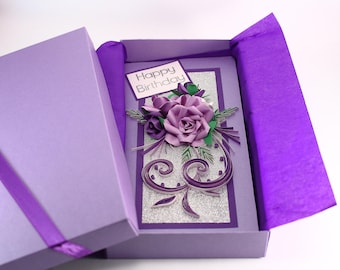 Birthday Card for her - Mom Birthday Card - Happy Birthday Card for mom - Birthday Quilling Card Handmade Luxury Boxed Greeting card for her