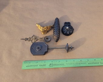 Lot of 5 Various Vintage Clock Parts - Look at the Photos - STK #1064