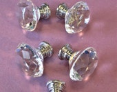 Set of 5 New Glass Shiny Chrome 1 1 4 quot Wide Furniture Clock Case Knobs with Screws for your Furniture Projects and Etc