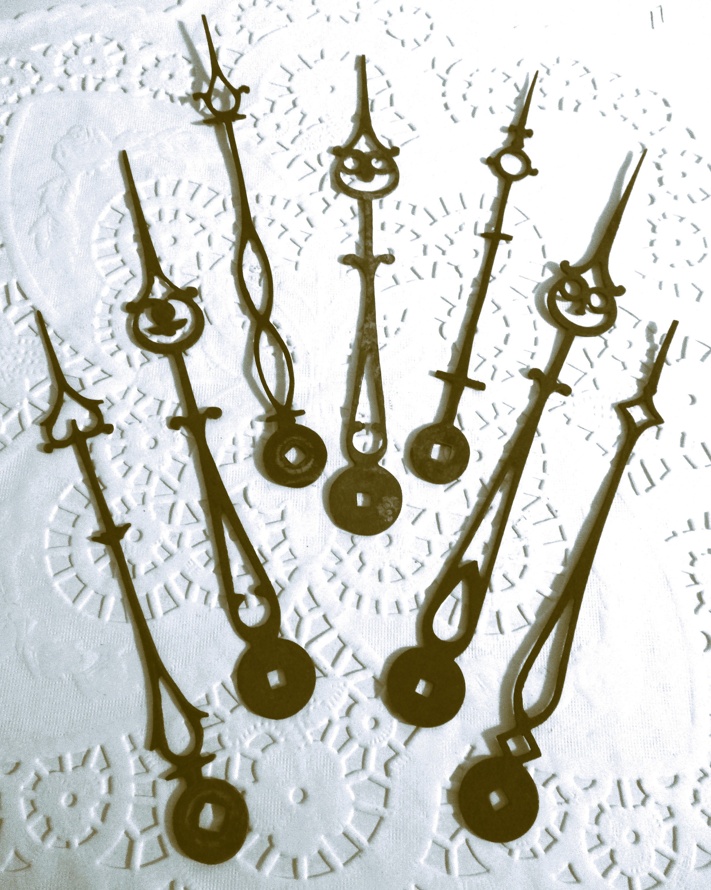 7 Antique Fancy Style Single Clock Hands - Stk # 544