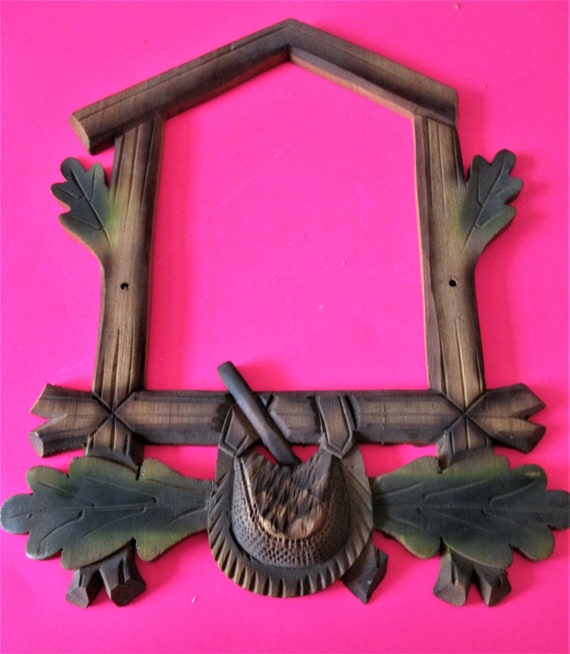 New Reproduction Wood Cuckoo Clock Frame Hunting Theme for your Cuckoo Projects - STK #1045