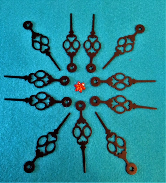 12 Vintage Matte Black Painted Copper Clock Hour Hands for your Clock Projects - Steampunk Art - Stk# 633