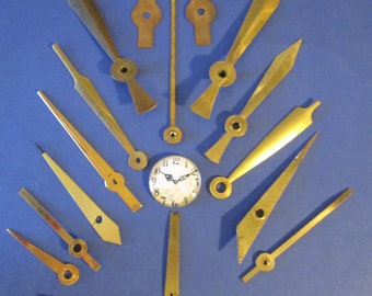 17 Large Old and Tarnished Antique Solid Brass Clock Hands for your Clock Projects - Steampunk Art - Stk# 496