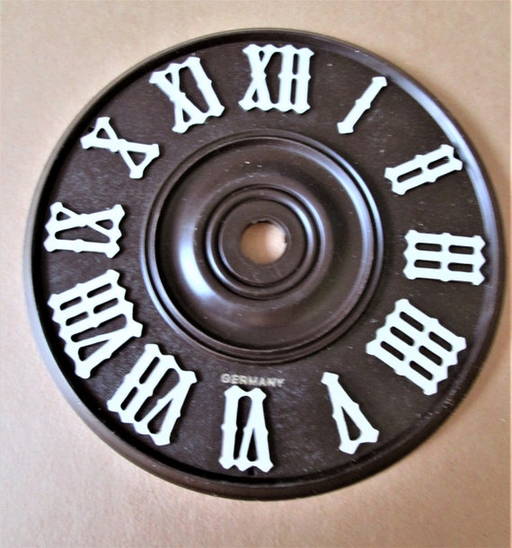 4 1/4" New Dark Brown Plastic with Paper Roman Numerals Dial for your Cuckoo Projects - STK #1044