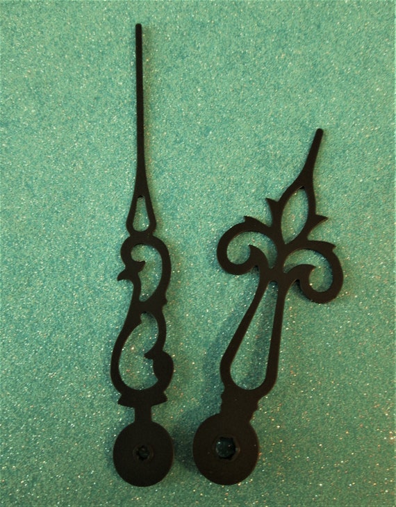 1 Pair of New Black Painted Steel Fancy Clock Hands for your Clock Projects - Jewelry Making and Etc. Stk#436