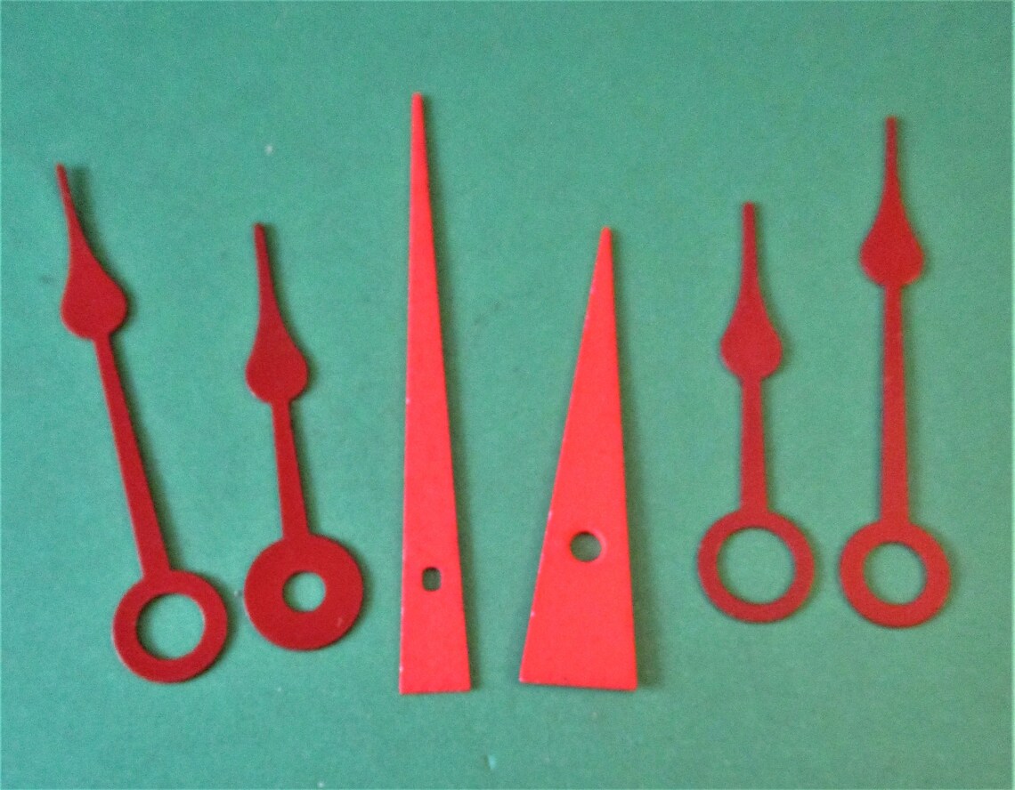 3 Pairs of Red Clock Hands for your Clock Projects Steampunk Etsy