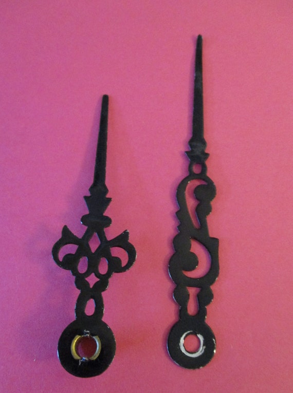 1 Pair of Shiny Black Painted Steel Serpentine/Gothic Style Clock Hands Stk# 270
