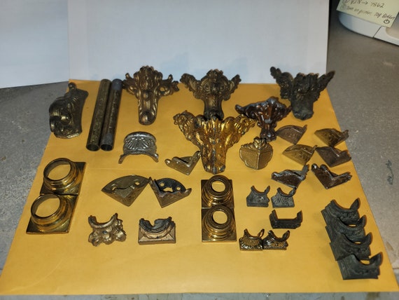 Huge 34 piece lot of various antique mantle clock pieces - STK 1014