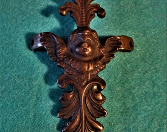 1 Fancy Vintage Cast Bronze Cherub Design Clock/Furniture Ornament 4 1/4&quot; Tall Stk# 233