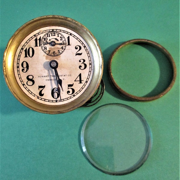 2 1/4" Antique Howard Thermostat Co. Partial Clock Works for Repairs/Parts Stk# 694
