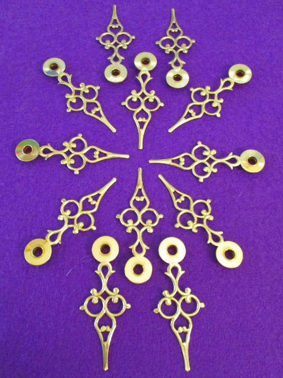 24 Vintage Shiny Pressed Solid Brass Serpentine Clock Hour Hands for your Clock Projects - Jewelry Making Stk# 395