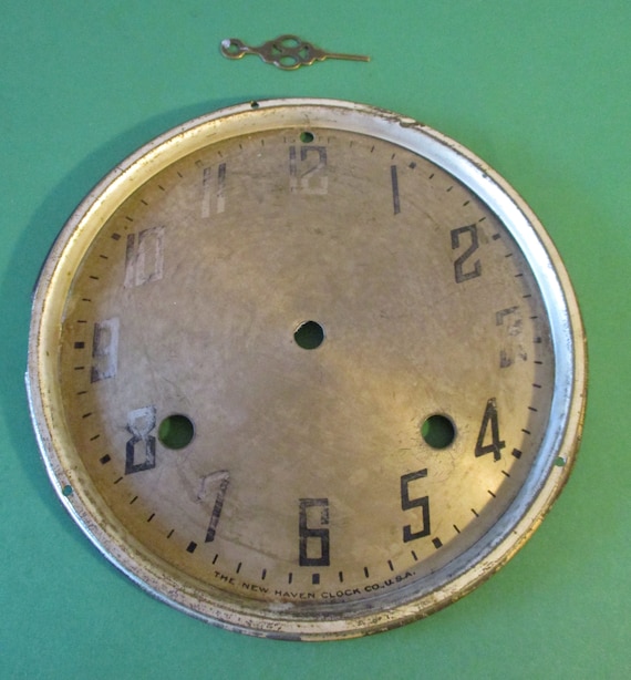 5 3/4" Total Width Thick Brass and Tin New Haven Clock Dial Stk# 205