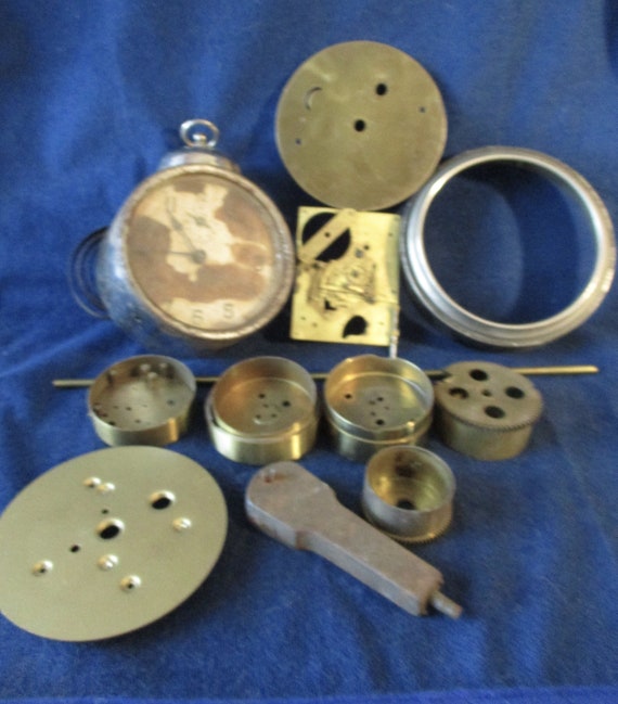 Trash of Treasure?  You Decide - Large Batch of Antique and Vintage Clock Parts and Pieces for your Clock Projects - Steampunk Art -
